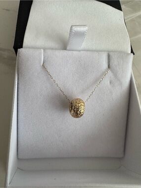 14k Yellow Gold Delicate Gold Textured Bead Necklace - Women's Jewelry